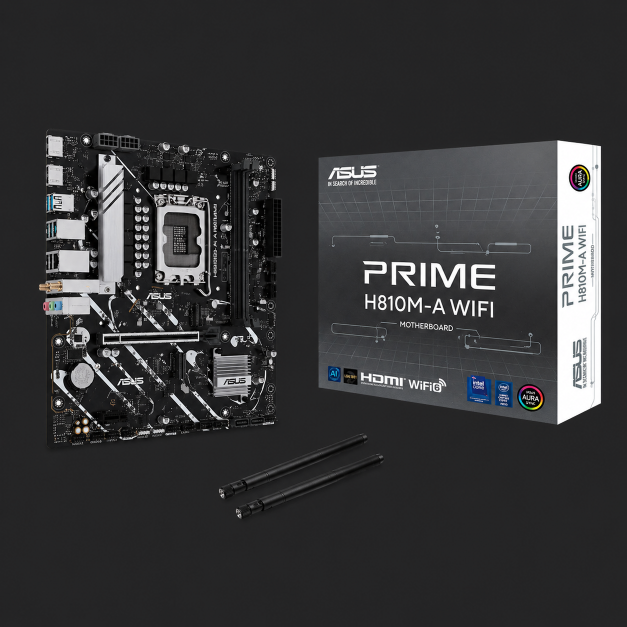 ASUS Prime H810M-A WiFi LGA 1851 Micro-ATX Motherboard, Intel H810 Chipset, 2x DIMM DDR5 Slots, Up to 128GB Max Memory, 1x PCIe 4.0 x16 Slot, 2x M.2 Slot, WiFi & BT Connectivity | 90MB1KJ0-M0EAY0