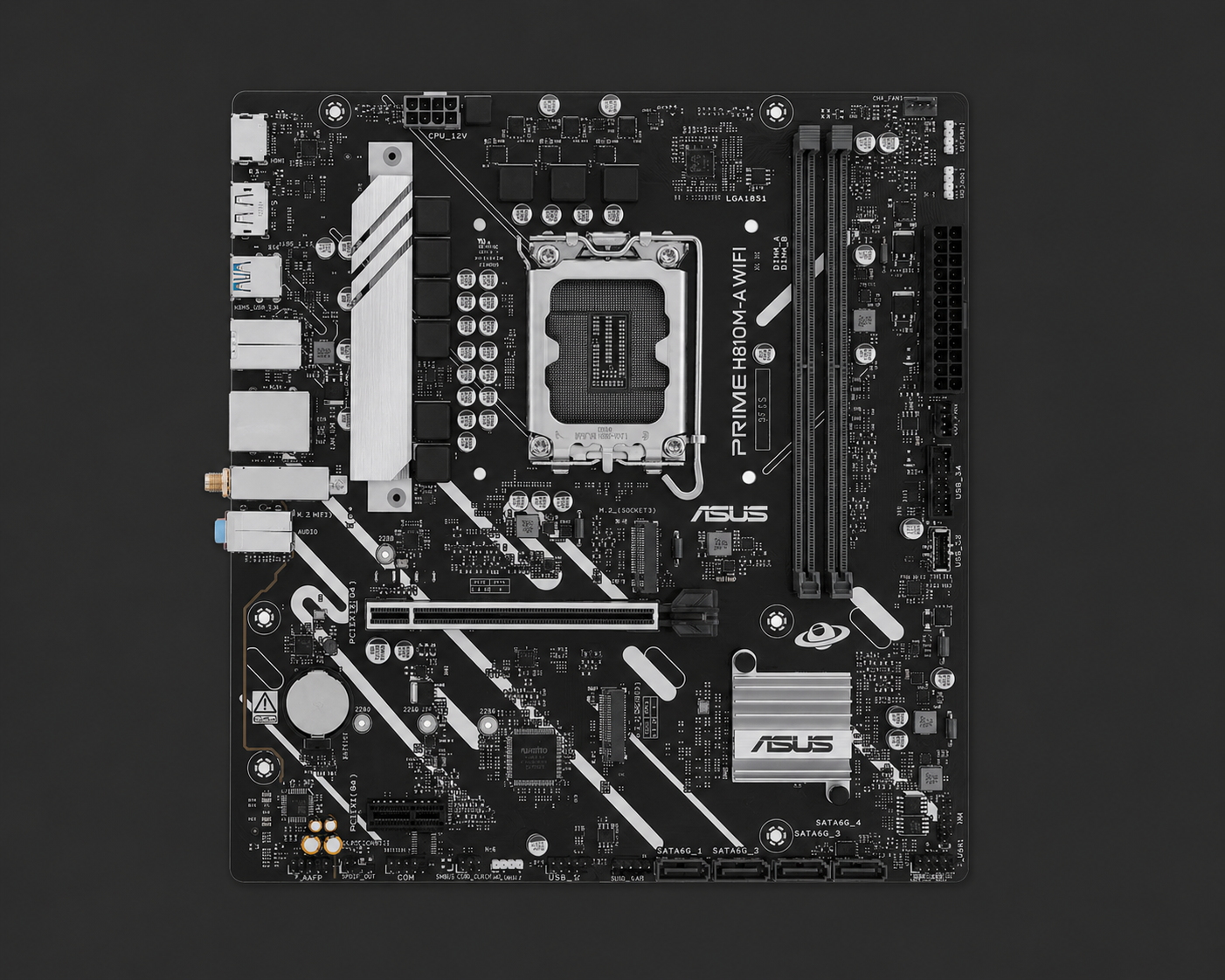 ASUS Prime H810M-A WiFi LGA 1851 Micro-ATX Motherboard, Intel H810 Chipset, 2x DIMM DDR5 Slots, Up to 128GB Max Memory, 1x PCIe 4.0 x16 Slot, 2x M.2 Slot, WiFi & BT Connectivity | 90MB1KJ0-M0EAY0