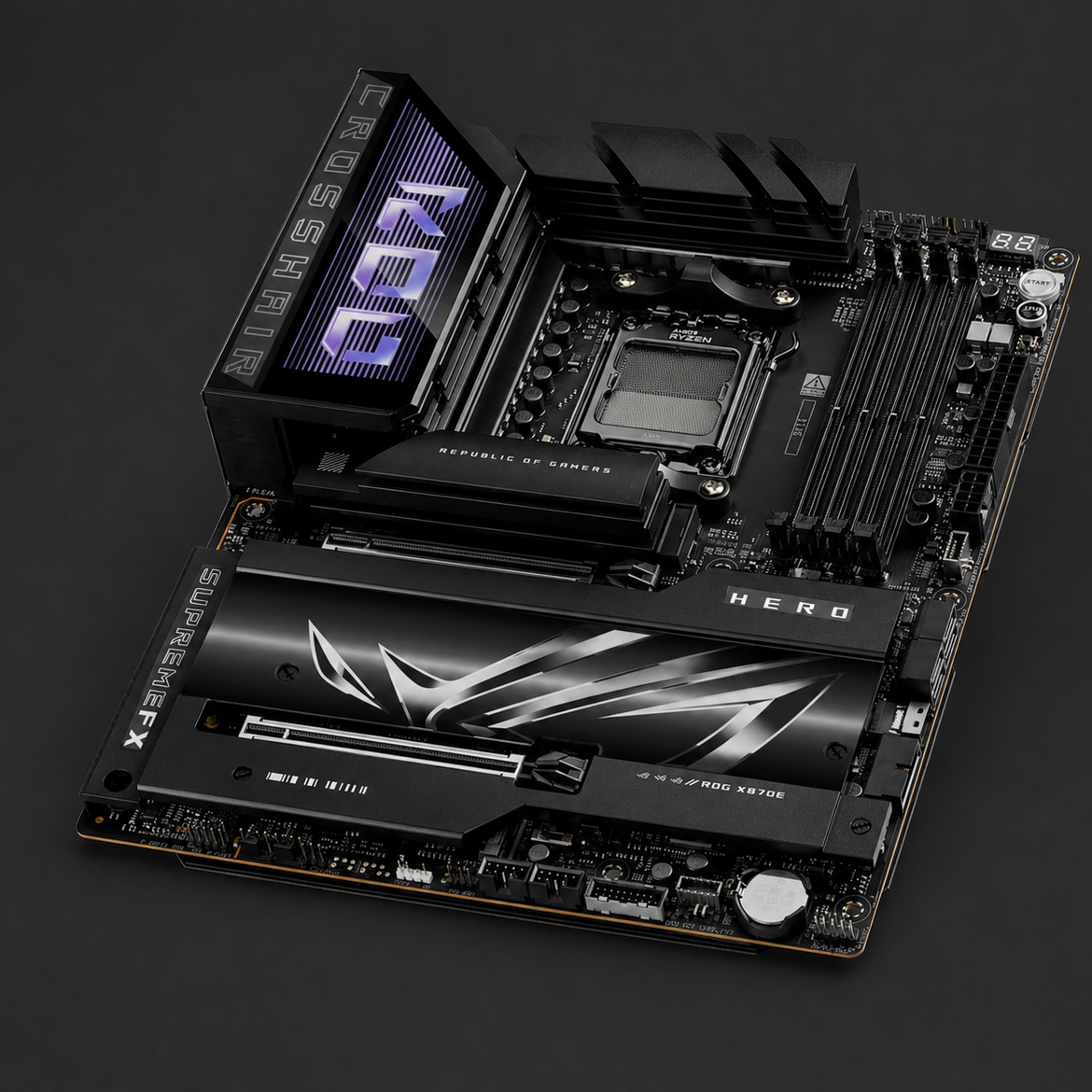 ASUS ROG CROSSHAIR X870E HERO, AMD AM5 Motherboard, DDR5 192GB Max Support EXPO, AI Intelligence, Wi-Fi 7, 2 x USB4 Ports, Overclocking Support