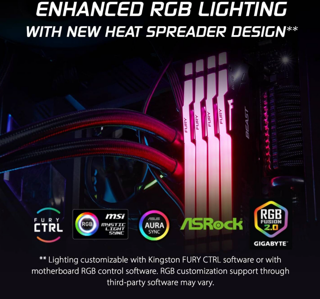 Kingston Fury Beast RGB 32GB (2x16GB) DDR5 Dual Desktop Memory Kit